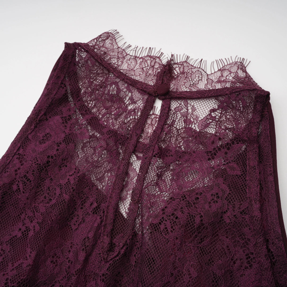 Gioconda Burgundy Halterneck Lace Panel Maxi Dress