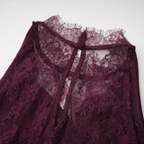 Gioconda Burgundy Halterneck Lace Panel Maxi Dress