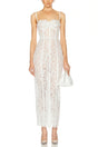 Giorgia White Floral Lace Corset Maxi Dress