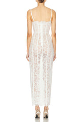 Giorgia White Floral Lace Corset Maxi Dress