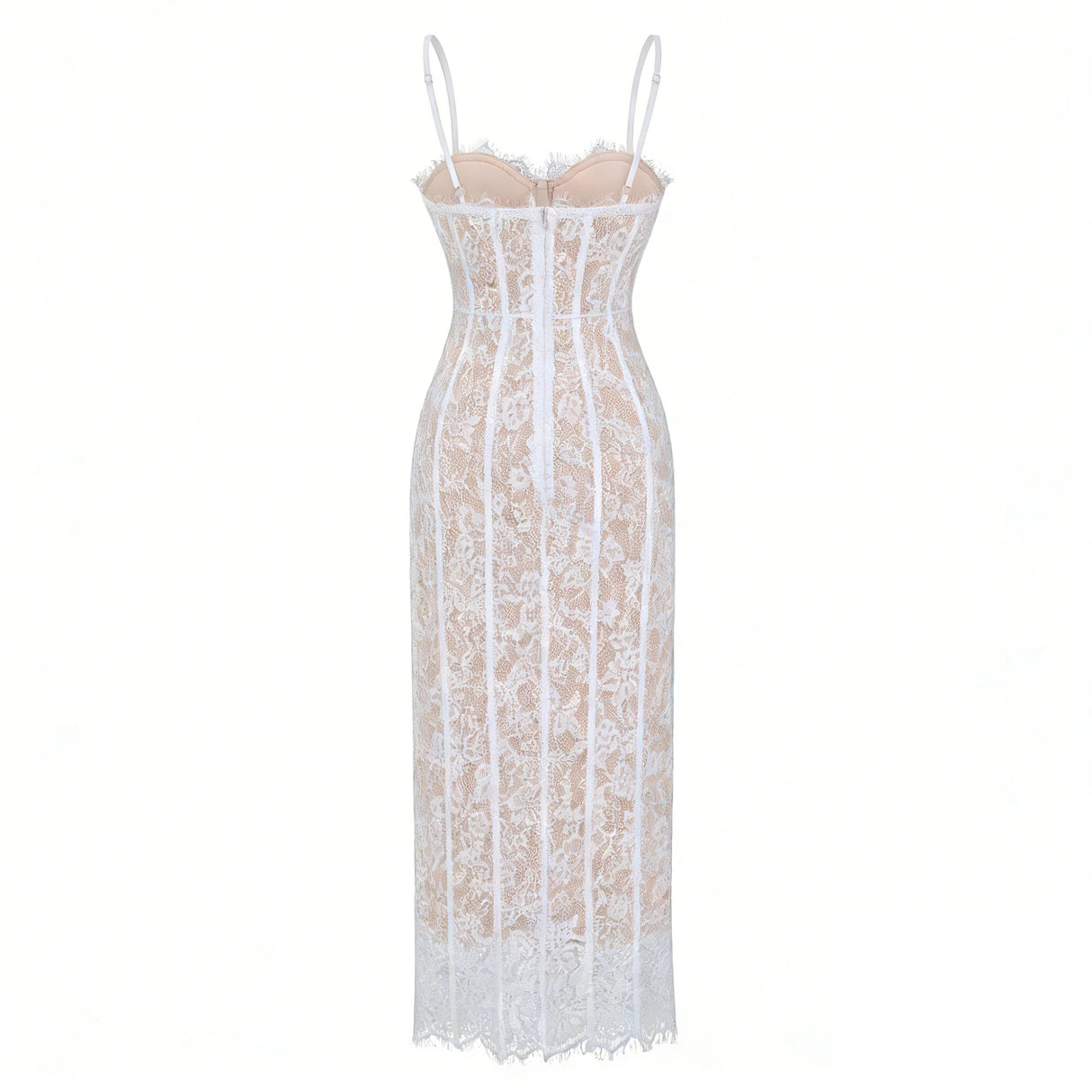 Giorgia White Floral Lace Corset Maxi Dress