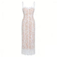 Giorgia White Floral Lace Corset Maxi Dress