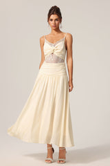 Giovanna Beige Lace Halter Maxi Dress