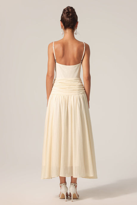 Giovanna Beige Lace Halter Maxi Dress for Special Occasions