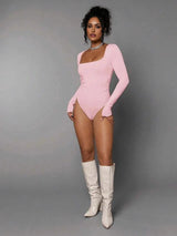 Giovanna Bodysuit - Casual Style - Slim Fit - Medium Stretch Elasticity - Regular Sleeve Type - Natural (mid Waist) Waist Line - Square Neckline
