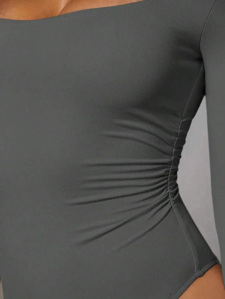 Giovanna Bodysuit - Slim Fit - Medium Stretch Knitted Fabric - Square Neck Neckline - Long Sleeve Length - Casual Style - Premium Quality