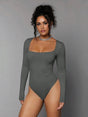 Giovanna Bodysuit - Slim Fit - Medium Stretch Knitted Fabric - Square Neck Neckline - Long Sleeve Length - Casual Style - Premium Quality