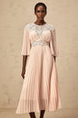 Giovanna Midi Dress Pink Crystal Embellished Pleated & Mesh Panels