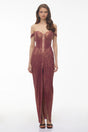 Giovanna Pink Off Shoulder Pleated Maxi Dress