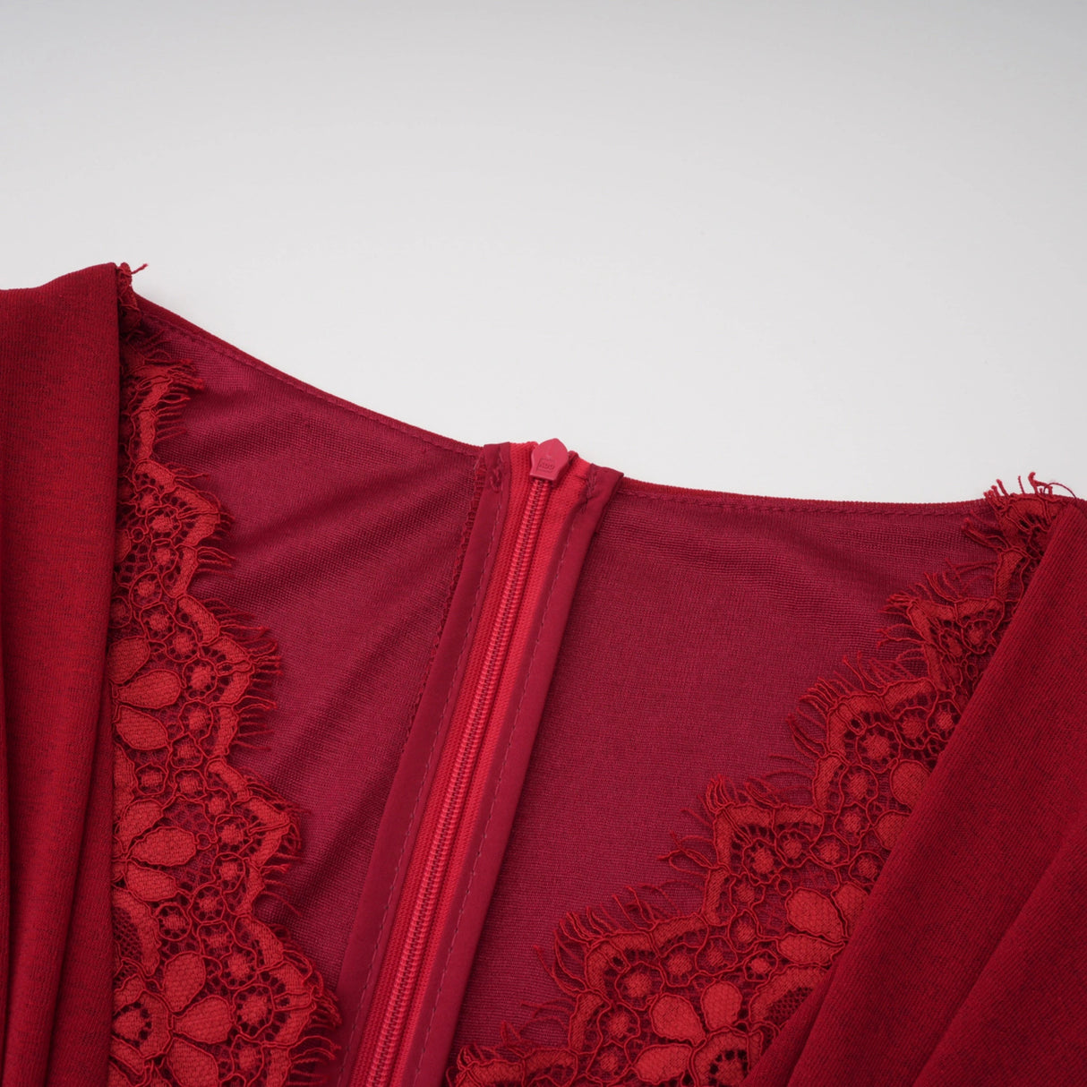 Giovanna Red VNeck Ruched Midi Dress with Half Sleeves