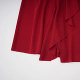 Giovanna Red VNeck Ruched Midi Dress with Half Sleeves