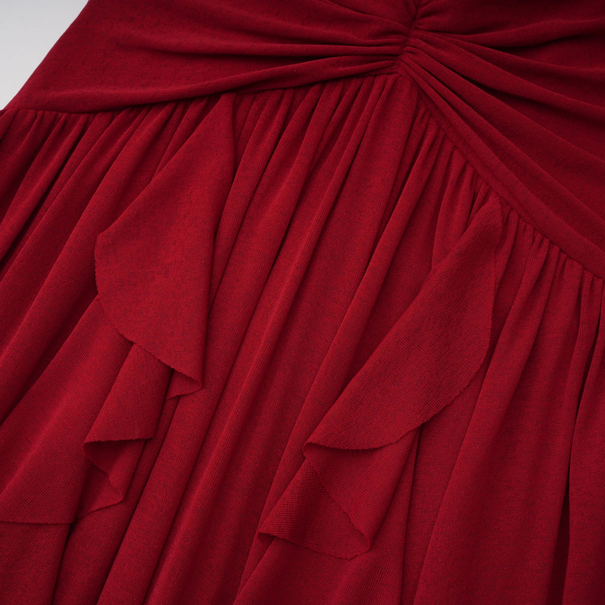 Giovanna Red VNeck Ruched Midi Dress with Half Sleeves