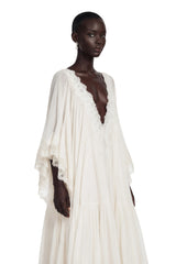 Giovanna White VNeck Maxi Dress with Lace Trim
