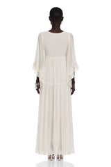 Giovanna White VNeck Maxi Dress with Lace Trim