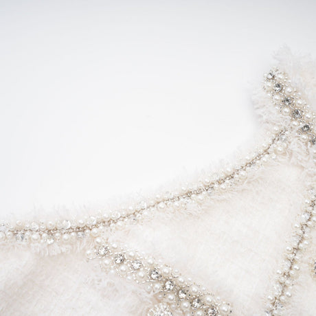 Giovannella Dress - White - Halter Neck - Thigh Length - Embellished & Buttoned