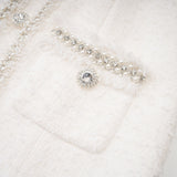 Giovannella Dress - White - Halter Neck - Thigh Length - Embellished & Buttoned