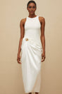 Giovannella Midi Dress - Sleeveless - Round Neck - Decorative Buckle - Ruched Detailing - Panelled Design