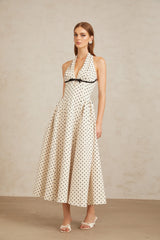 Gitane White Polka Dot Midi Dress