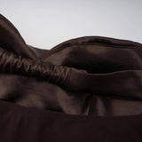 Gitta Brown Off Shoulder Satin Maxi Gown