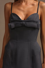 Giuditta Gray Halter Bowknot Mini Dress