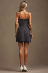 Giuditta Gray Halter Bowknot Mini Dress for Women