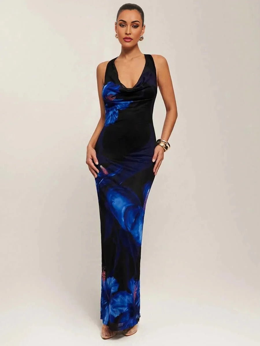 Giuditta Maxi Dress - Halter Neckline - Mermaid Hem - Bodycon Fit - Backless Design