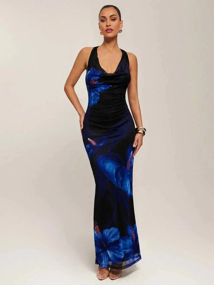 Giuditta Maxi Dress - Halter Neckline - Mermaid Hem - Bodycon Fit - Backless Design