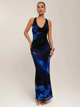 Giuditta Maxi Dress - Halter Neckline - Mermaid Hem - Bodycon Fit - Backless Design