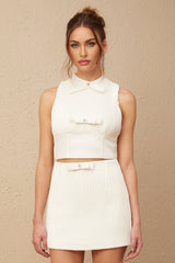 Giulia Skirt & Top Set - Crystal Embellishments - Pleated Detailing - Cropped Top - A - Line Skirt