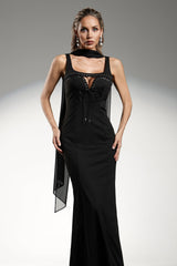 Giuliana Black Embellished Maxi Dress