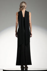 Giuliana Black Embellished Plunge Neckline Maxi Dress