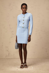 Giuliana Cardigan & Skirt - Knitted Jacquard Design - Tone Buttons - Ribbed Hem - Front Button Fastening