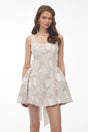Giuliana Cream Square Neck Floral Print Mini Dress