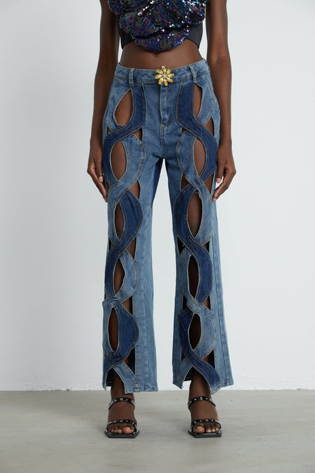 Giuliana Jeans - High Waist Design - Cut - Out Detail - Panel Detailing - Belt Loops