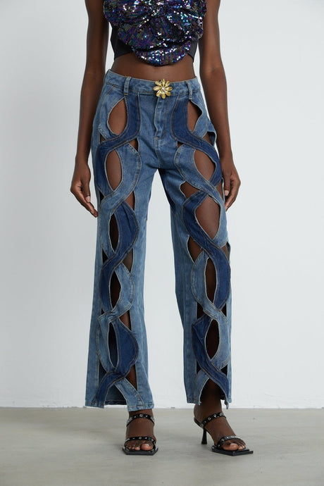 Giuliana Jeans - High Waist Design - Cut - Out Detail - Panel Detailing - Belt Loops