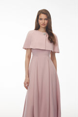 Giuliana Pink Solid Cape  Midi Dress Set