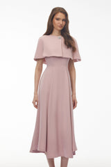Giuliana Pink Solid Cape  Midi Dress Set