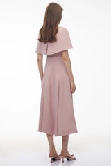 Giuliana Pink Solid Cape  Midi Dress Set