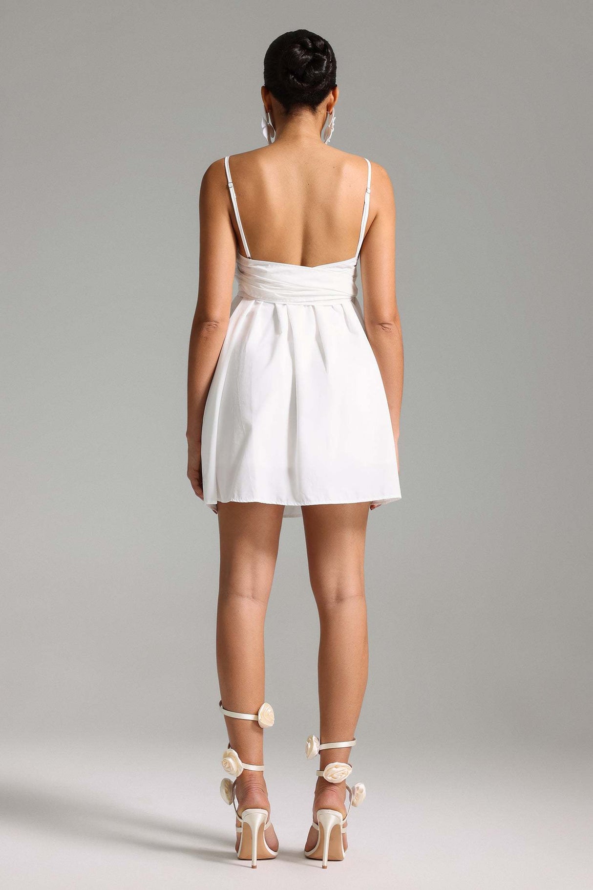 Giulietta White Mini Dress with Bowknot and Spaghetti Straps