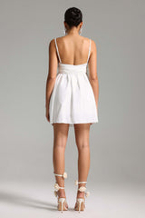 Giulietta White Mini Dress with Bowknot and Spaghetti Straps