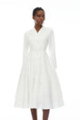 Giuseppin White VNeck Lace Panel Midi Dress