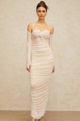 Giuseppina Maxi Dress White Tulle Ruched Bustier Lacyness