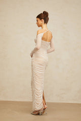 Giuseppina Maxi Dress White Tulle Ruched Bustier Lacyness