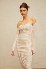 Giuseppina Maxi Dress White Tulle Ruched Bustier Lacyness