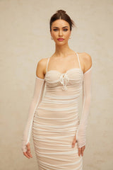Giuseppina Maxi Dress White Tulle Ruched Bustier Lacyness