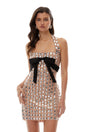 Giustina Silver Halterneck Bowknot Crystal Mini Dress