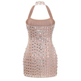 Giustina Silver Halterneck Bowknot Crystal Mini Dress