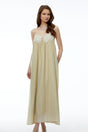 Gladys Neutral Ruched Maxi Dress with 3D Florals