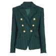 Gloria Blazer - Tailored Double - Breasted Fit - Classic Tweed Design - Fitted Waist - Button Details - Luxurious Textured Tweed