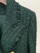 Gloria Blazer - Tailored Double - Breasted Fit - Classic Tweed Design - Fitted Waist - Button Details - Luxurious Textured Tweed